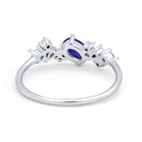 Art Deco Wedding Ring Oval Simulated Cubic Zirconia 925 Sterling Silver