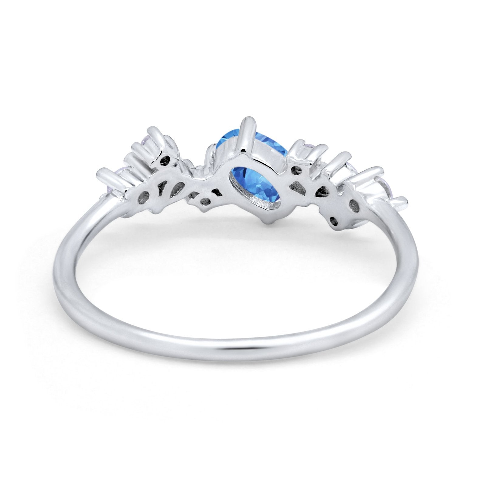 Art Deco Wedding Ring Oval Simulated Cubic Zirconia 925 Sterling Silver