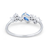 Art Deco Wedding Ring Oval Simulated Cubic Zirconia 925 Sterling Silver