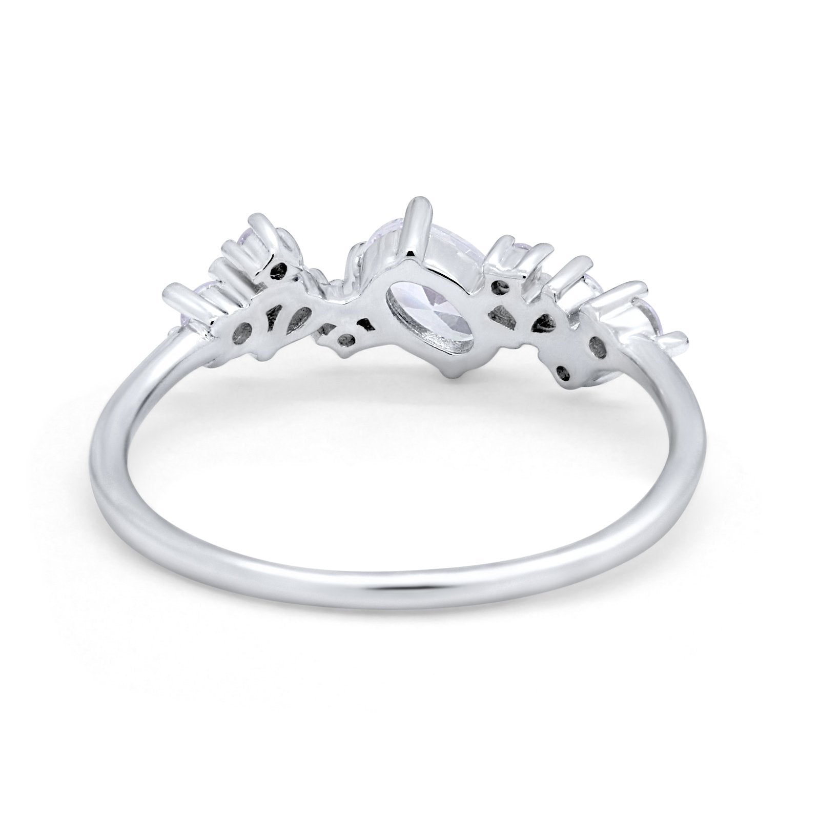 Art Deco Wedding Ring Oval Simulated Cubic Zirconia 925 Sterling Silver