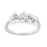 Art Deco Wedding Ring Oval Simulated Cubic Zirconia 925 Sterling Silver