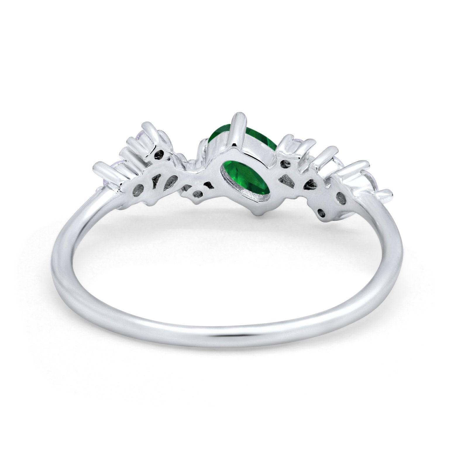 Art Deco Wedding Ring Oval Simulated Cubic Zirconia 925 Sterling Silver