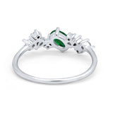 Art Deco Wedding Ring Oval Simulated Cubic Zirconia 925 Sterling Silver