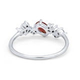 Art Deco Wedding Ring Oval Simulated Cubic Zirconia 925 Sterling Silver