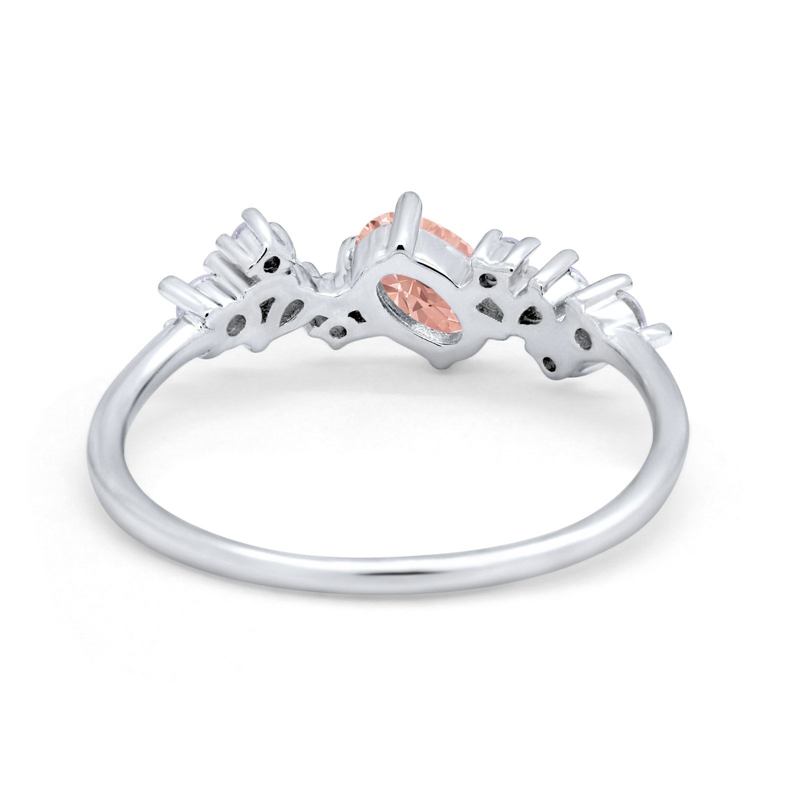 Art Deco Wedding Ring Oval Simulated Cubic Zirconia 925 Sterling Silver