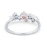 Art Deco Wedding Ring Oval Simulated Cubic Zirconia 925 Sterling Silver