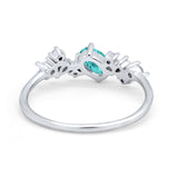 Art Deco Wedding Ring Oval Simulated Cubic Zirconia 925 Sterling Silver