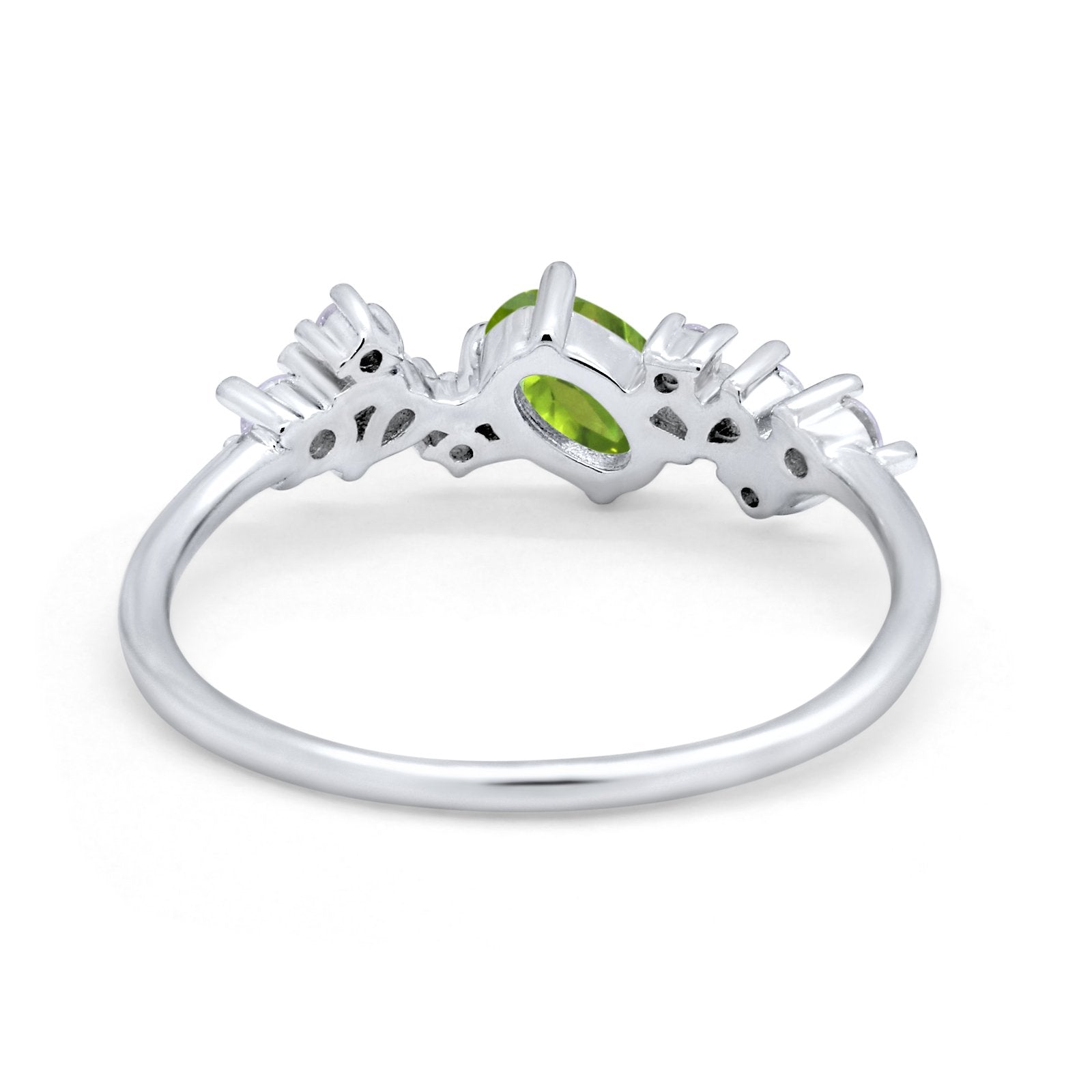 Art Deco Wedding Ring Oval Simulated Cubic Zirconia 925 Sterling Silver