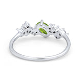 Art Deco Wedding Ring Oval Simulated Cubic Zirconia 925 Sterling Silver