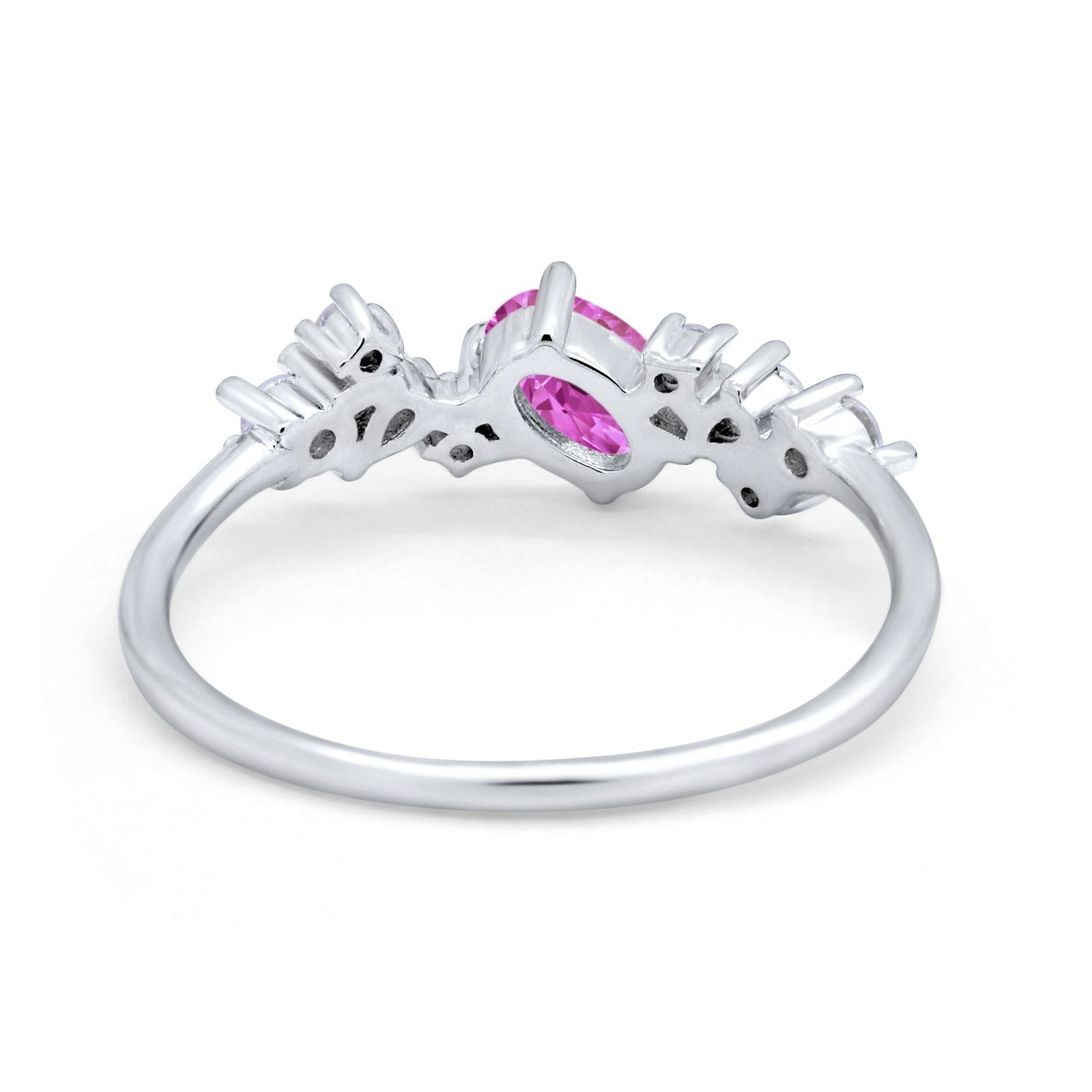 Art Deco Wedding Ring Oval Simulated Cubic Zirconia 925 Sterling Silver