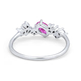 Art Deco Wedding Ring Oval Simulated Cubic Zirconia 925 Sterling Silver