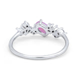 Art Deco Wedding Ring Oval Simulated Cubic Zirconia 925 Sterling Silver