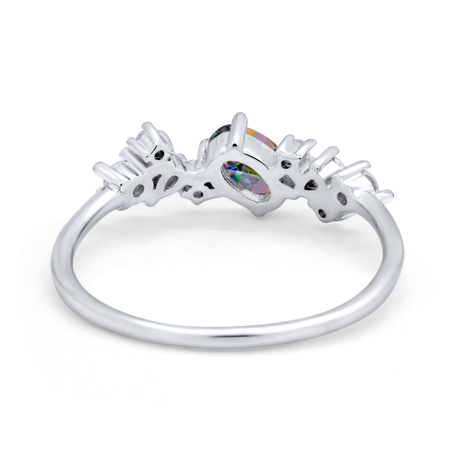 Art Deco Wedding Ring Oval Simulated Cubic Zirconia 925 Sterling Silver