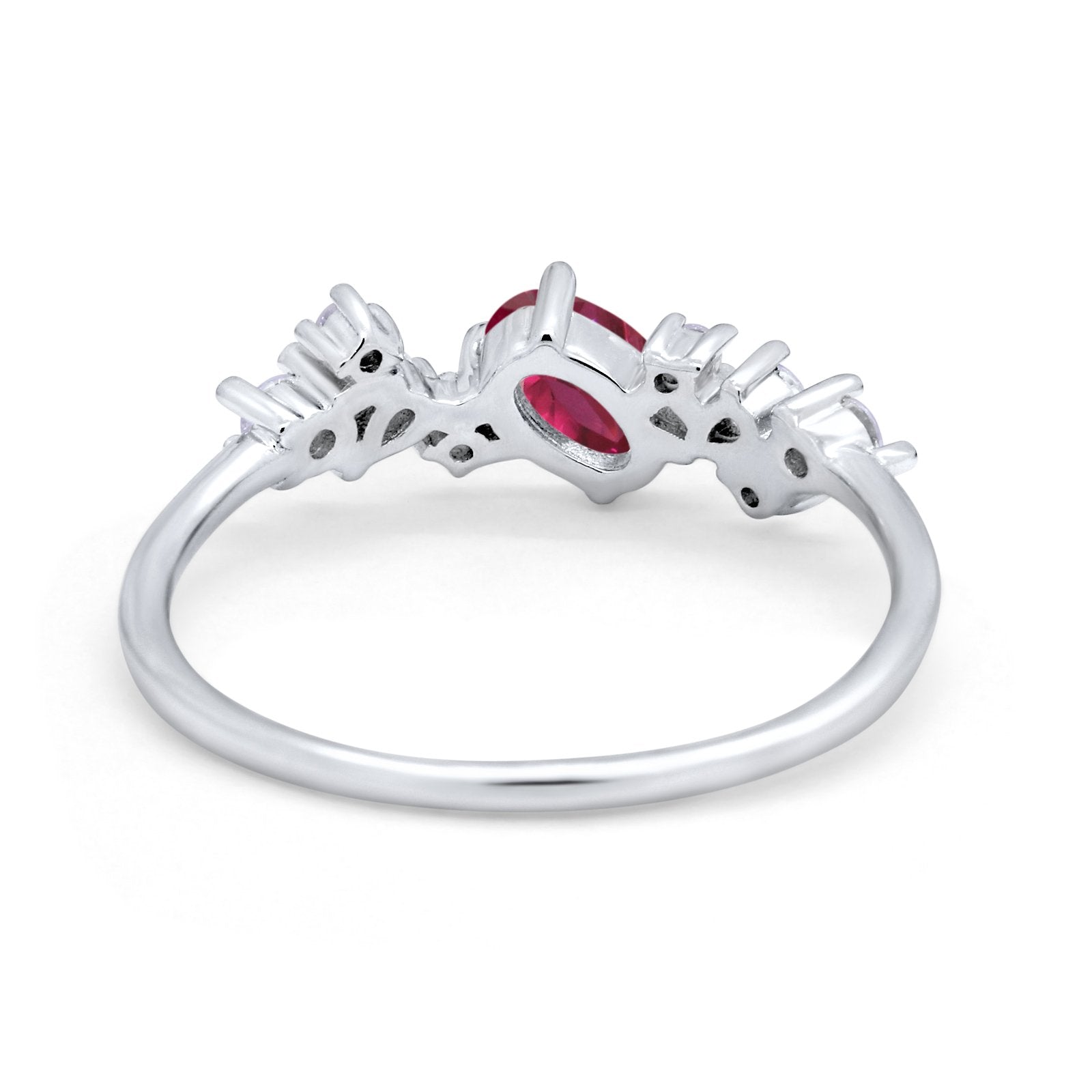 Art Deco Wedding Ring Oval Simulated Cubic Zirconia 925 Sterling Silver