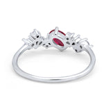 Art Deco Wedding Ring Oval Simulated Cubic Zirconia 925 Sterling Silver