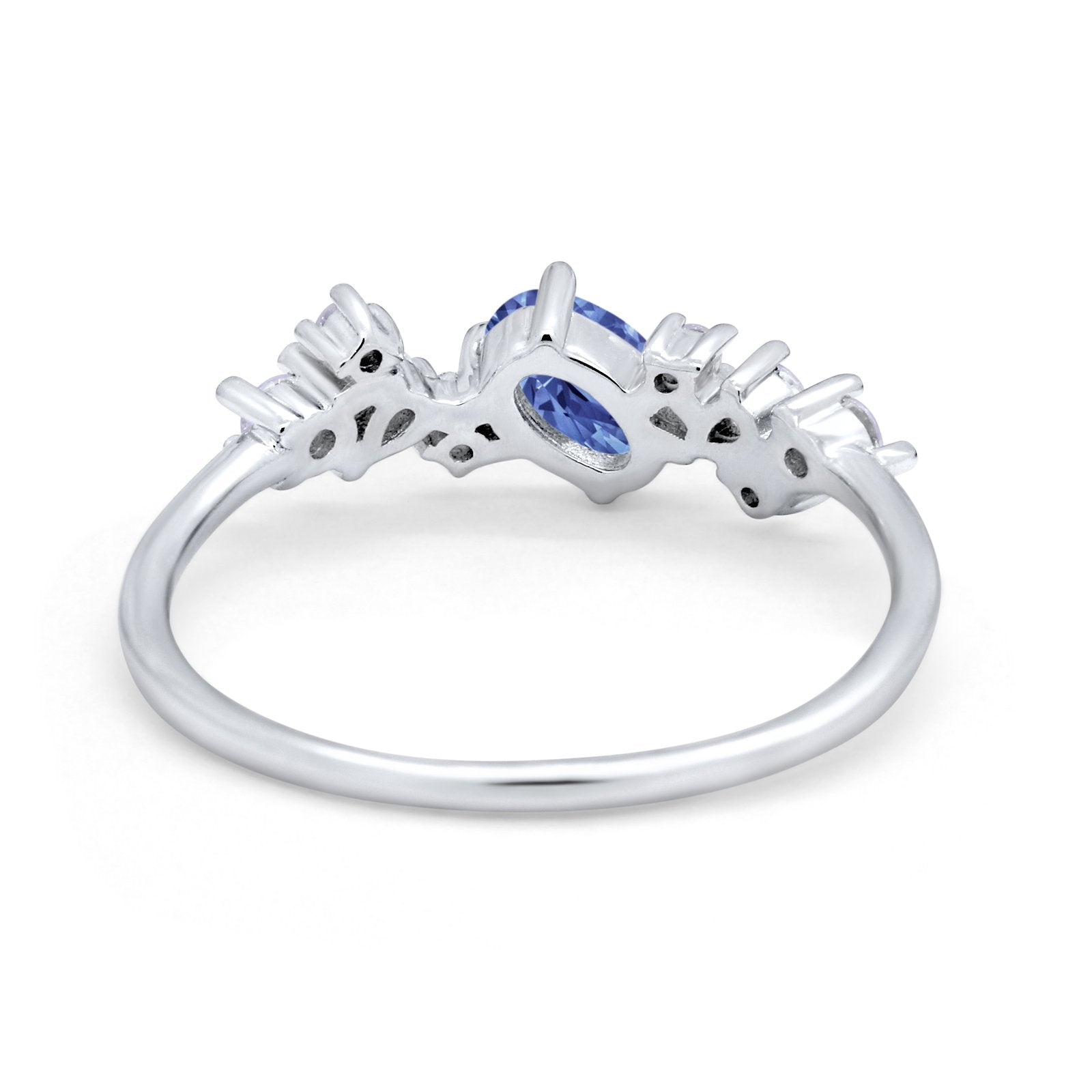 Art Deco Wedding Ring Oval Simulated Cubic Zirconia 925 Sterling Silver