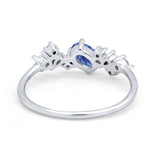 Art Deco Wedding Ring Oval Simulated Cubic Zirconia 925 Sterling Silver