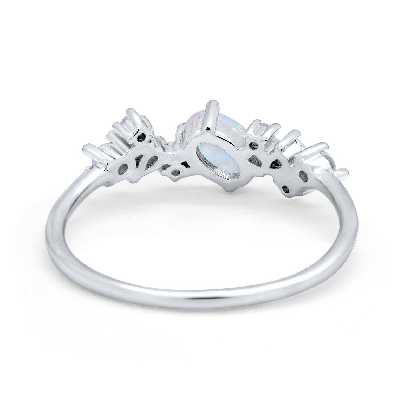 Art Deco Wedding Ring Oval Simulated Cubic Zirconia 925 Sterling Silver