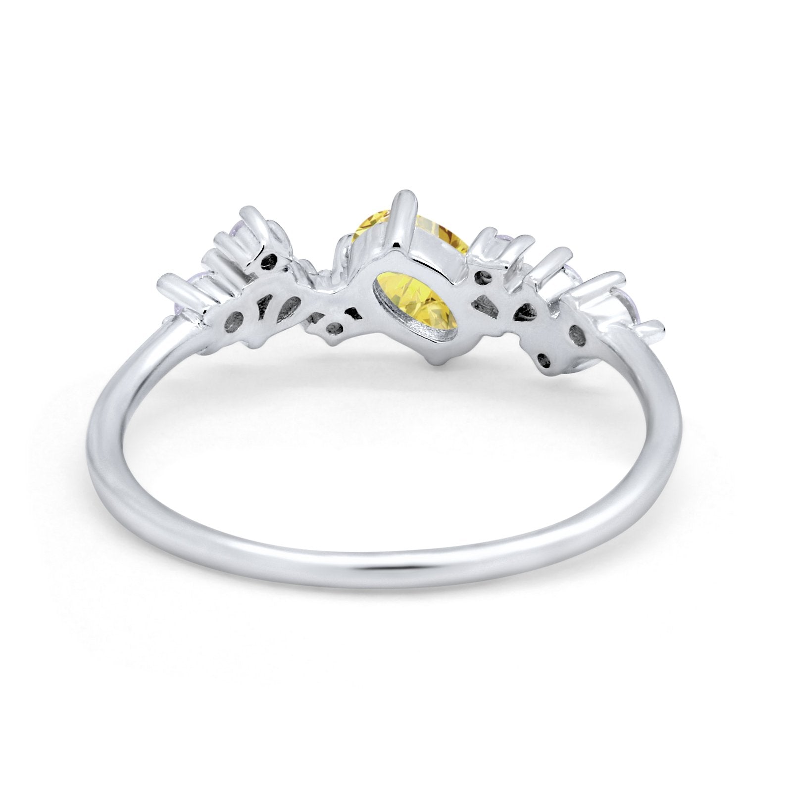 Art Deco Wedding Ring Oval Simulated Cubic Zirconia 925 Sterling Silver