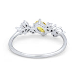 Art Deco Wedding Ring Oval Simulated Cubic Zirconia 925 Sterling Silver