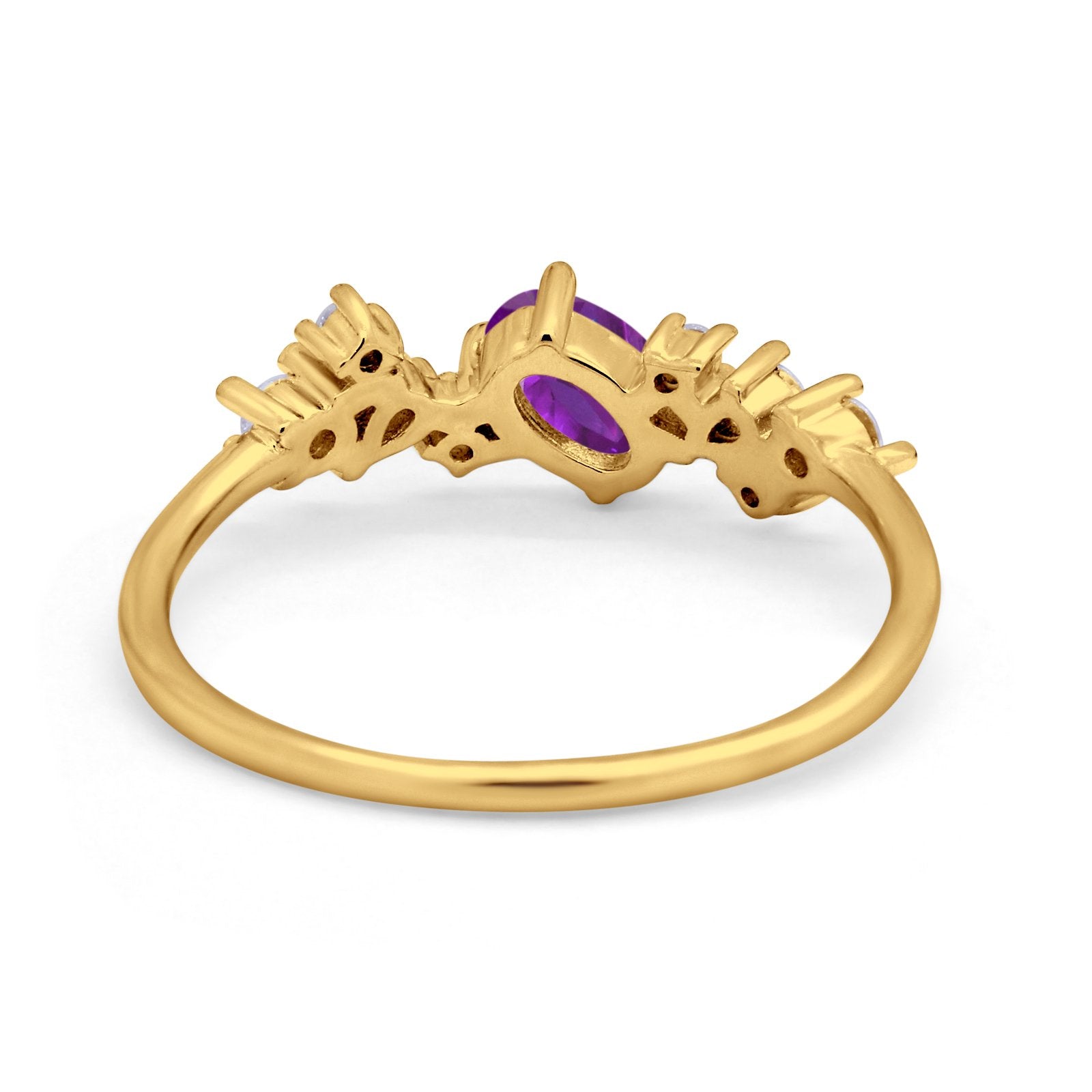 Art Deco Wedding Ring Oval Simulated Cubic Zirconia 925 Sterling Silver