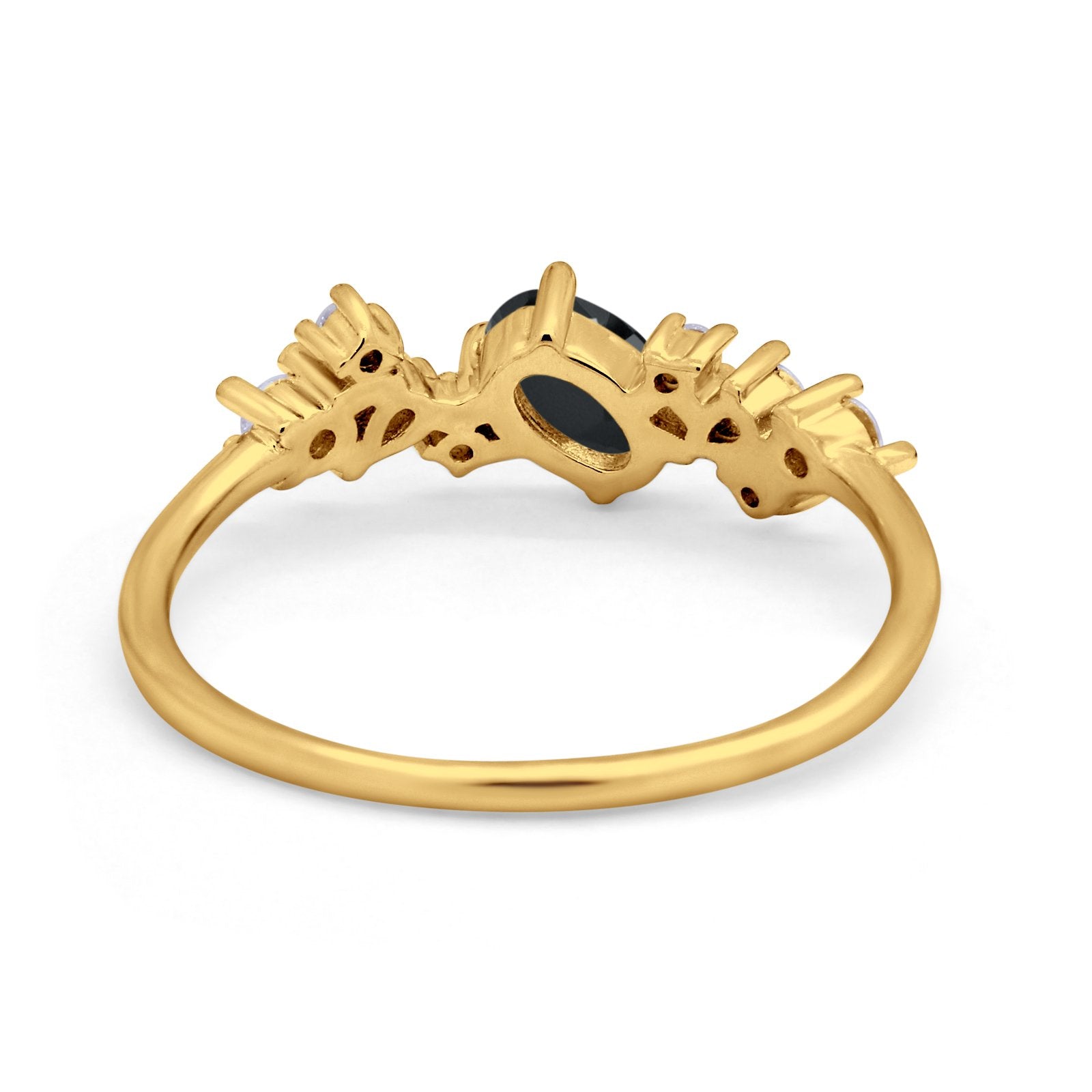 Art Deco Wedding Ring Oval Simulated Cubic Zirconia 925 Sterling Silver