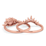 Two Piece Wedding Ring Round Simulated Cubic Zirconia 925 Sterling Silver