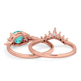 Two Piece Wedding Ring Round Simulated Cubic Zirconia 925 Sterling Silver