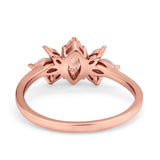 Art Deco Wedding Ring Marquise Simulated Cubic Zirconia 925 Sterling Silver