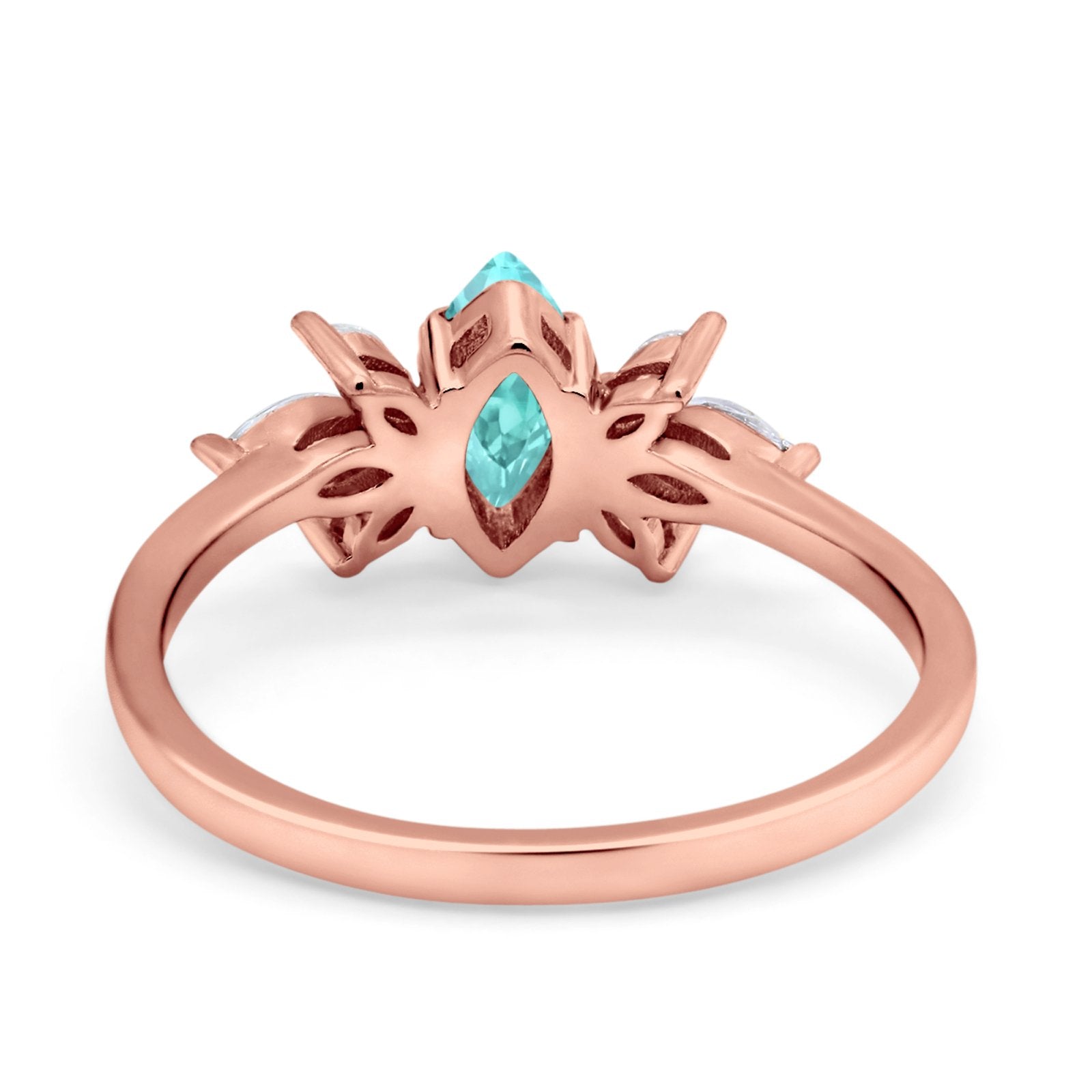 Art Deco Wedding Ring Marquise Simulated Cubic Zirconia 925 Sterling Silver