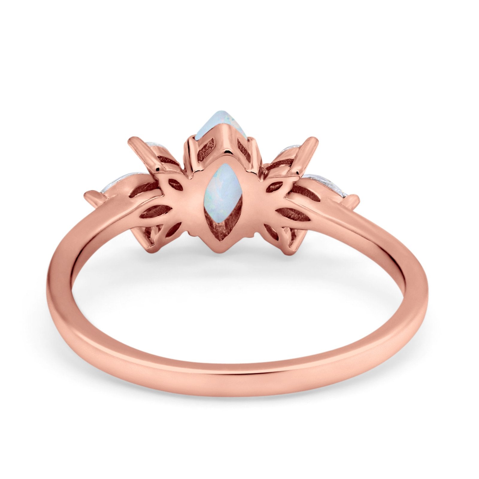 Art Deco Wedding Ring Marquise Simulated Cubic Zirconia 925 Sterling Silver