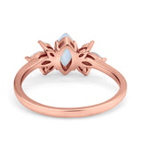 Art Deco Wedding Ring Marquise Simulated Cubic Zirconia 925 Sterling Silver