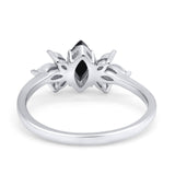Art Deco Wedding Ring Marquise Simulated Cubic Zirconia 925 Sterling Silver