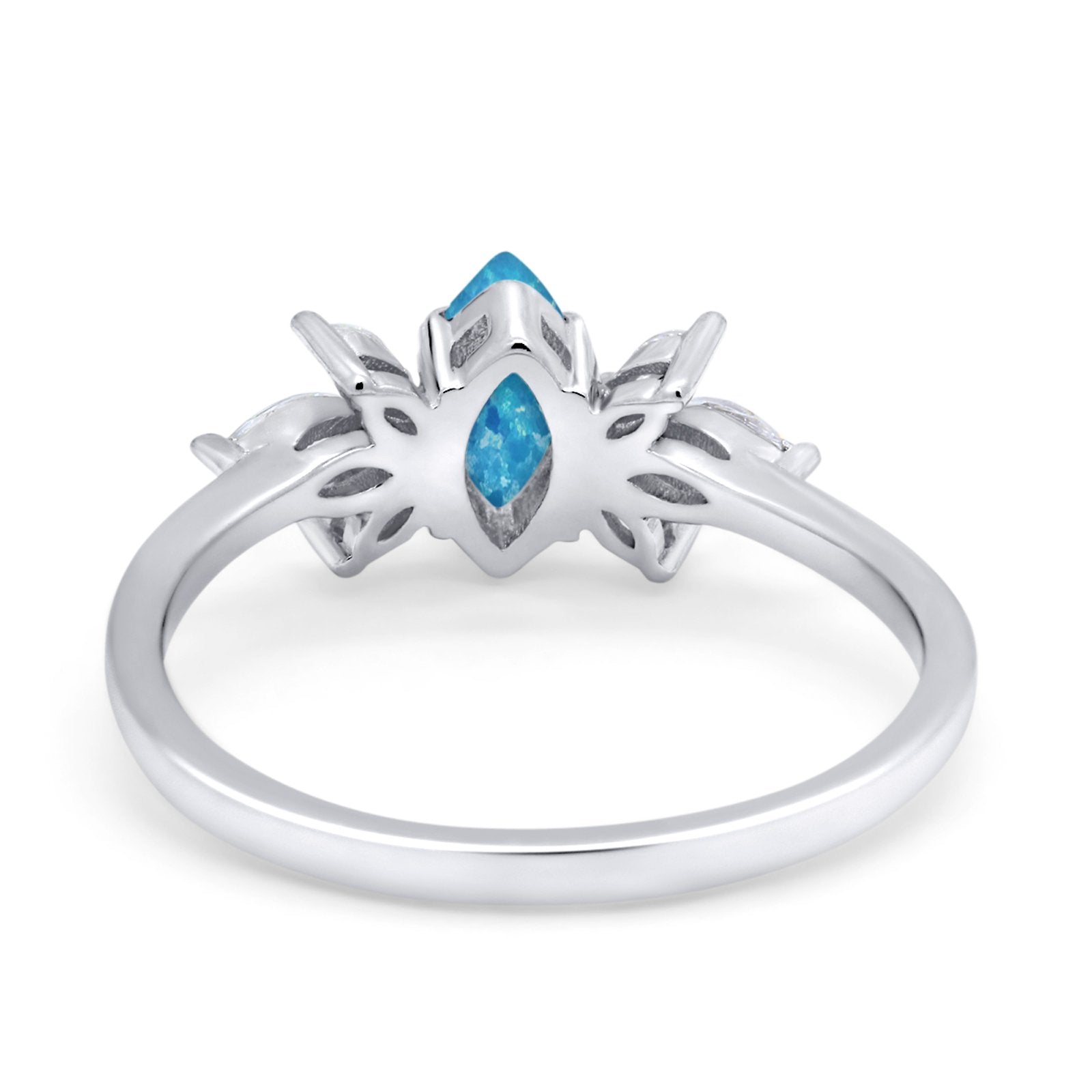 Art Deco Wedding Ring Marquise Simulated Cubic Zirconia 925 Sterling Silver