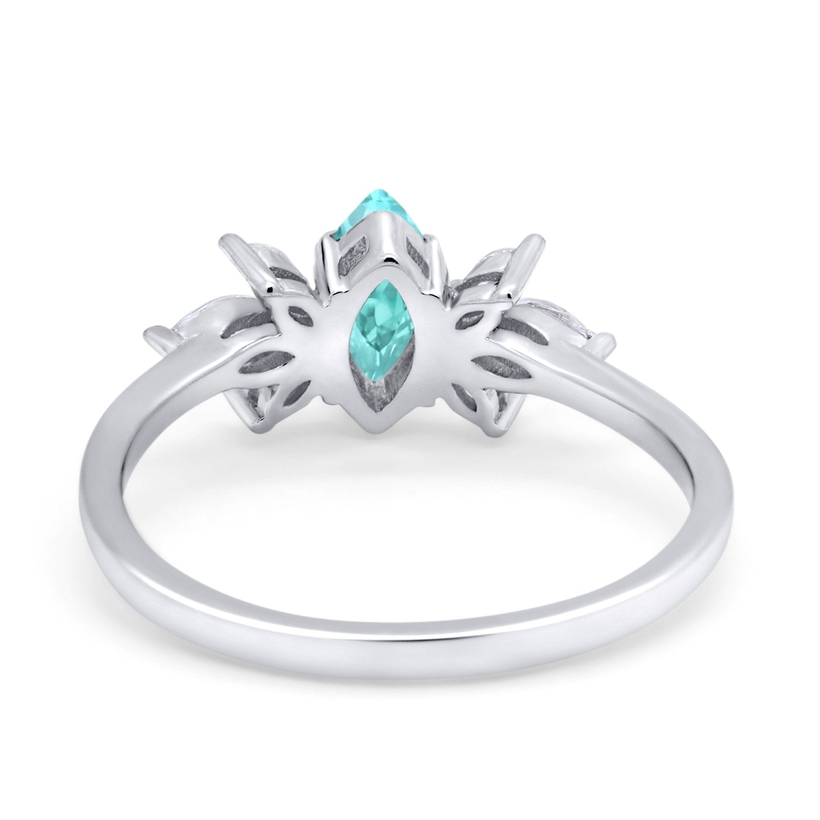 Art Deco Wedding Ring Marquise Simulated Cubic Zirconia 925 Sterling Silver