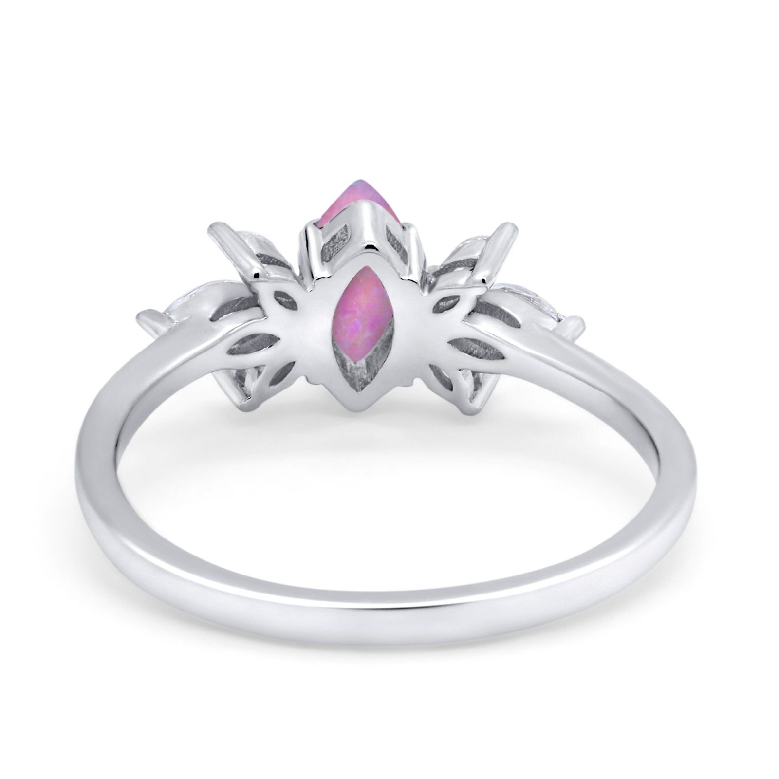 Art Deco Wedding Ring Marquise Simulated Cubic Zirconia 925 Sterling Silver