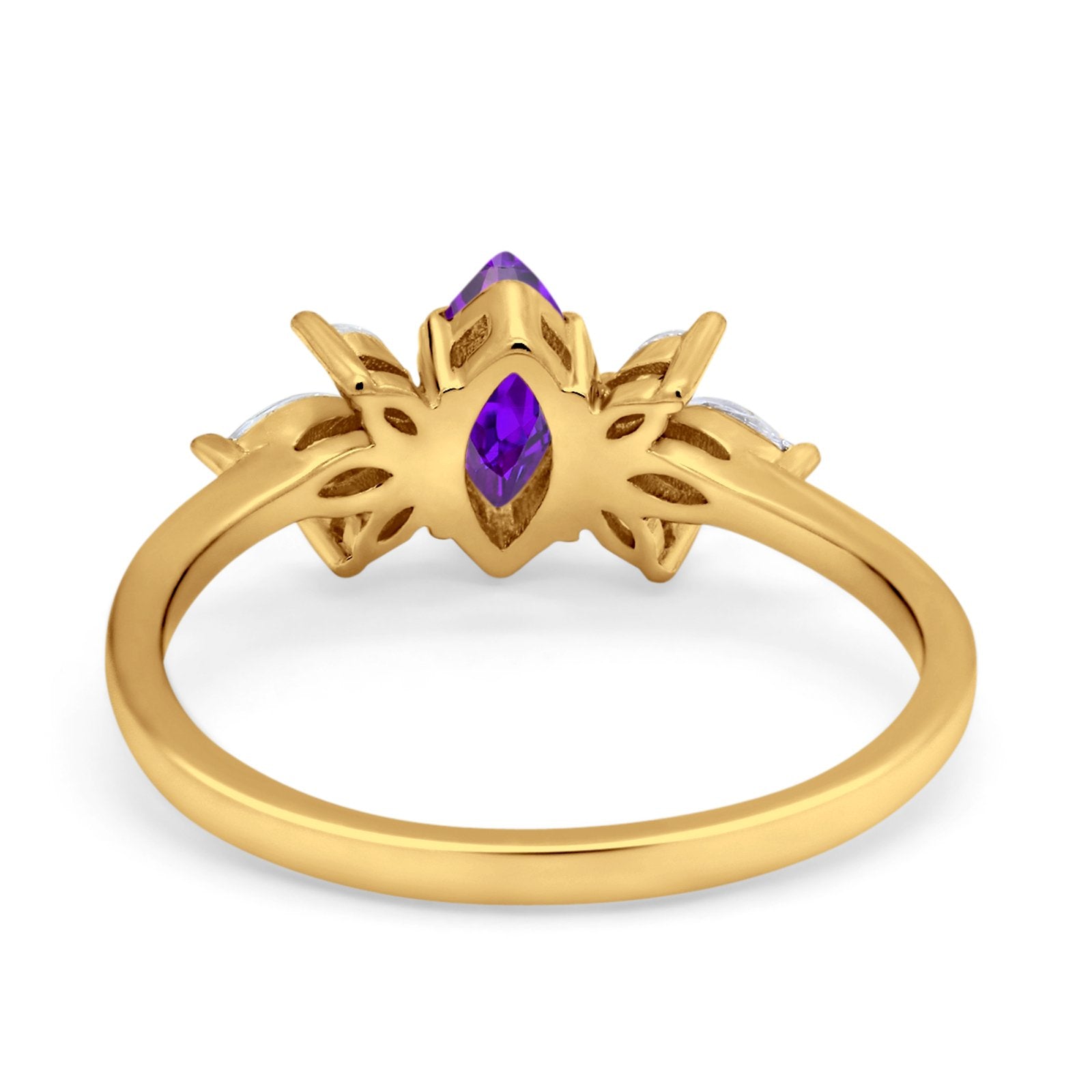 Art Deco Wedding Ring Marquise Simulated Cubic Zirconia 925 Sterling Silver