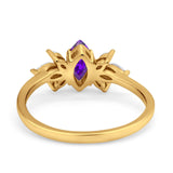 Art Deco Wedding Ring Marquise Simulated Cubic Zirconia 925 Sterling Silver