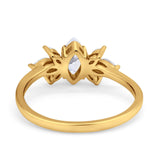 Art Deco Wedding Ring Marquise Simulated Cubic Zirconia 925 Sterling Silver