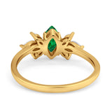 Art Deco Wedding Ring Marquise Simulated Cubic Zirconia 925 Sterling Silver