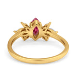 Art Deco Wedding Ring Marquise Simulated Cubic Zirconia 925 Sterling Silver