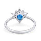 Art Deco Engagement Ring Pear Simulated Cubic Zirconia 925 Sterling Silver