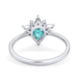 Art Deco Engagement Ring Pear Simulated Cubic Zirconia 925 Sterling Silver