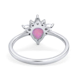 Art Deco Engagement Ring Pear Simulated Cubic Zirconia 925 Sterling Silver