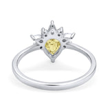 Art Deco Engagement Ring Pear Simulated Cubic Zirconia 925 Sterling Silver