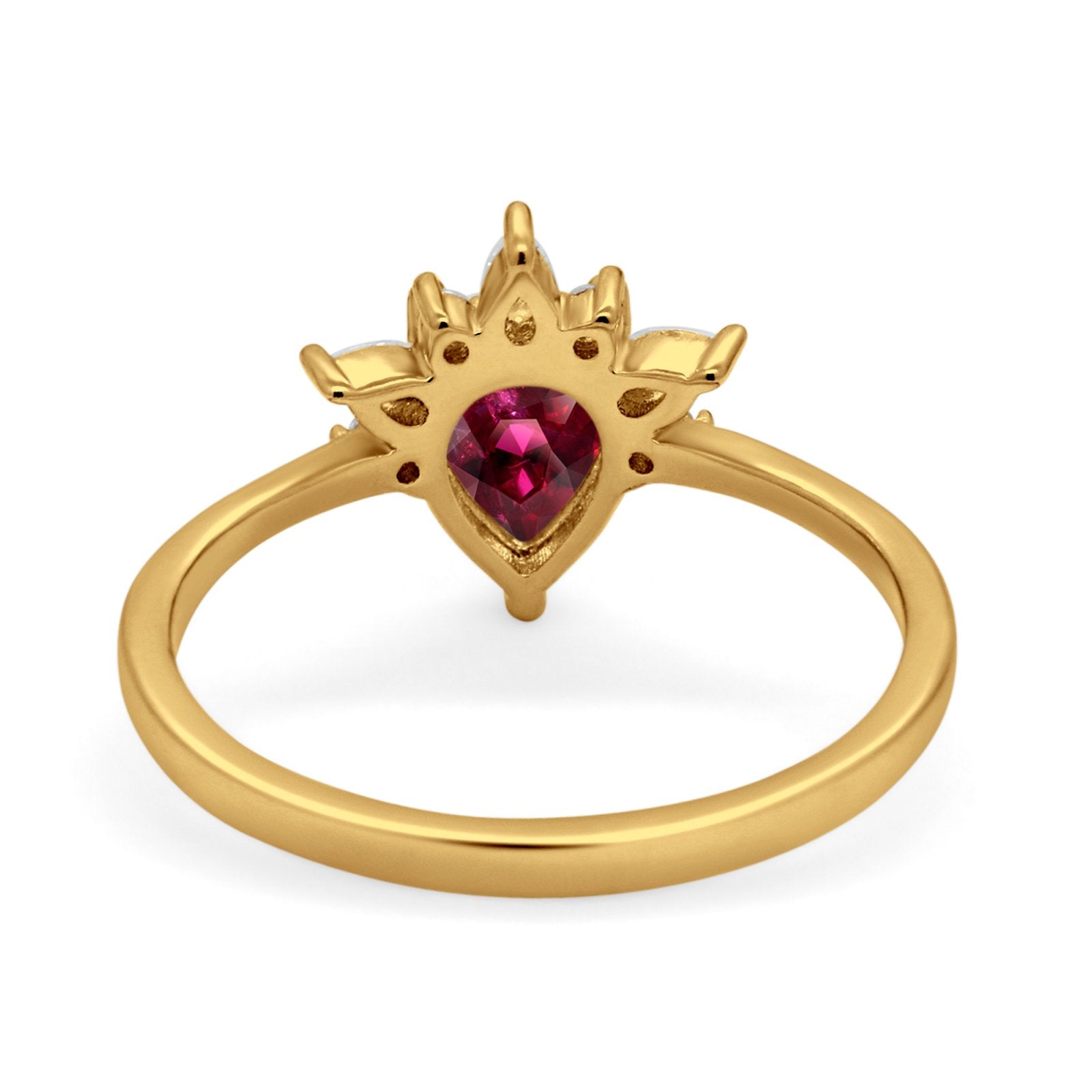 Art Deco Engagement Ring Pear Simulated Cubic Zirconia 925 Sterling Silver