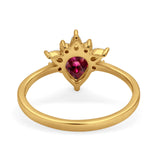 Art Deco Engagement Ring Pear Simulated Cubic Zirconia 925 Sterling Silver