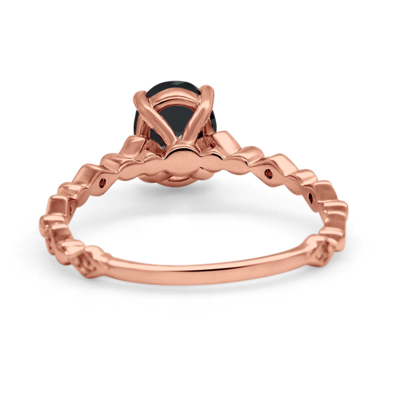 Oval Art Deco Engagement Ring Round Simulated Cubic Zirconia 925 Sterling Silver