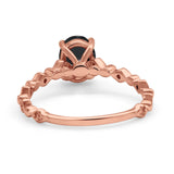 Oval Art Deco Engagement Ring Round Simulated Cubic Zirconia 925 Sterling Silver