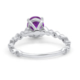 Oval Art Deco Engagement Ring Round Simulated Cubic Zirconia 925 Sterling Silver